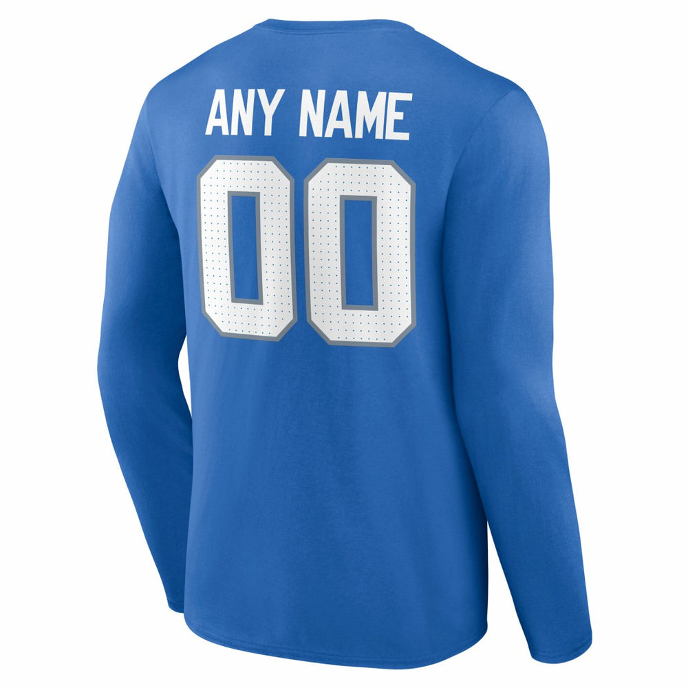 Detroit Lions Team Authentic Personalized Name & Number Long Sleeve T-Shirt - Blue sale