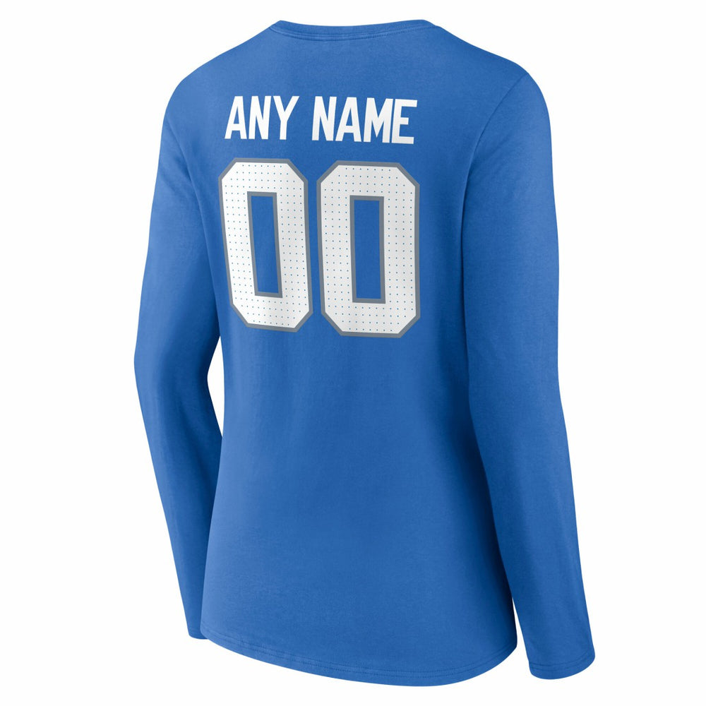 Detroit Lions Women's Team Authentic Personalized Name & Number Long Sleeve V-Neck T-Shirt - Blue for sale