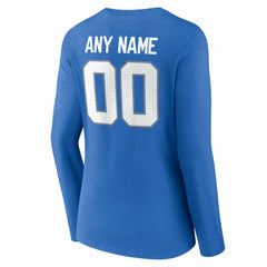 Detroit Lions Women's Team Authentic Personalized Name & Number Long Sleeve V-Neck T-Shirt - Blue for sale