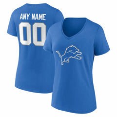 Detroit Lions Women's Team Authentic Personalized Name & Number V-Neck T-Shirt - Blue cheap