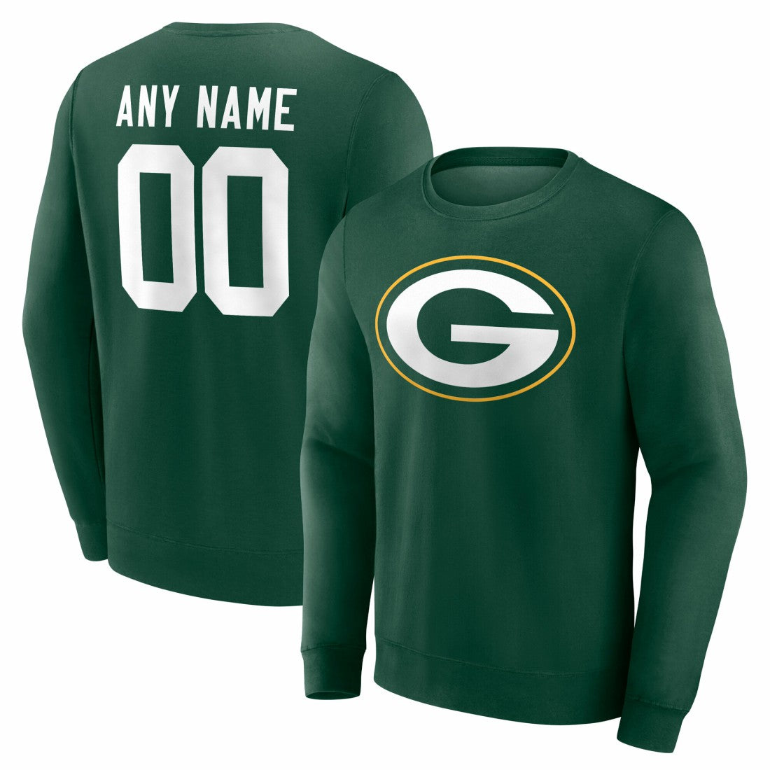 Green Bay Packers Team Authentic Personalized Name & Number Sweatshirt - Green outlet