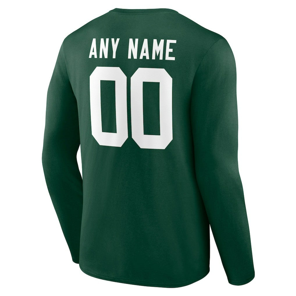 Green Bay Packers Team Authentic Personalized Name & Number Long Sleeve T-Shirt - Green on sale