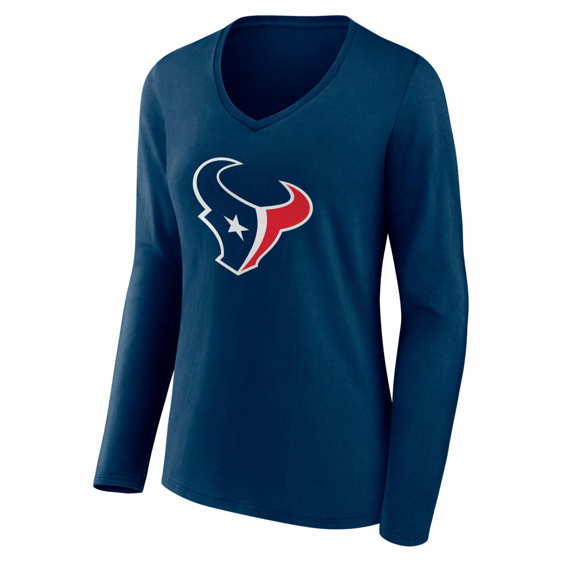 Houston Texans Women's Team Authentic Personalized Name & Number Long Sleeve V-Neck T-Shirt - Navy sale