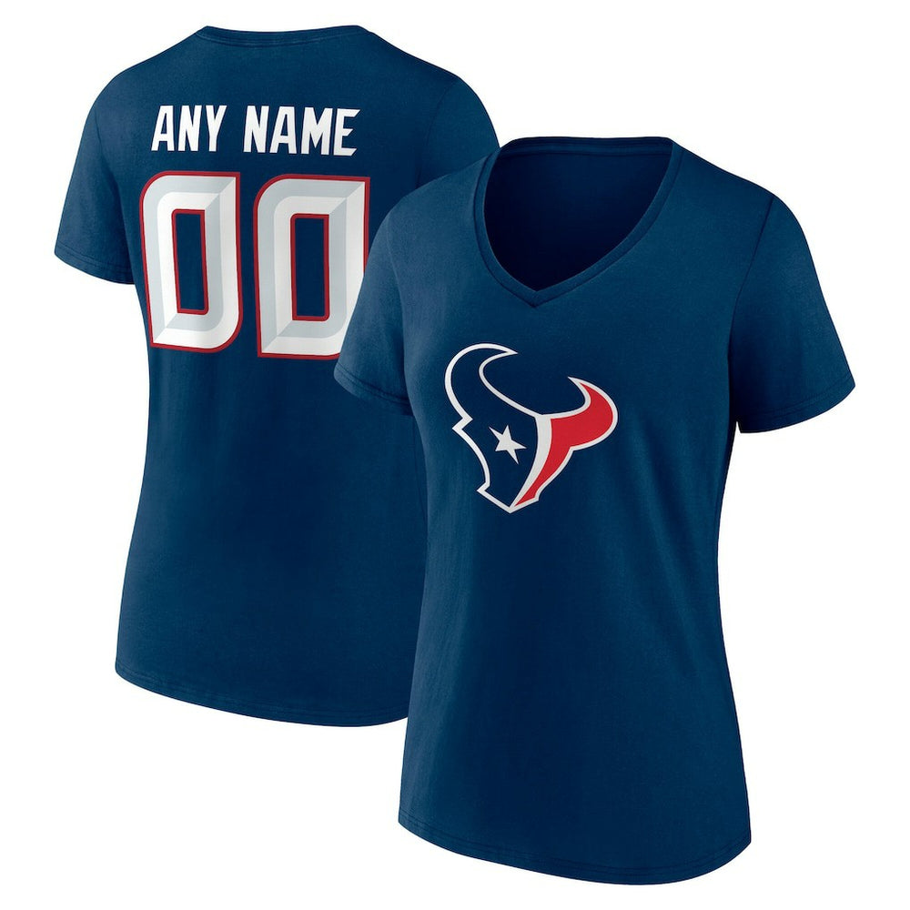 Houston Texans Women's Team Authentic Personalized Name & Number V-Neck T-Shirt - Navy sale