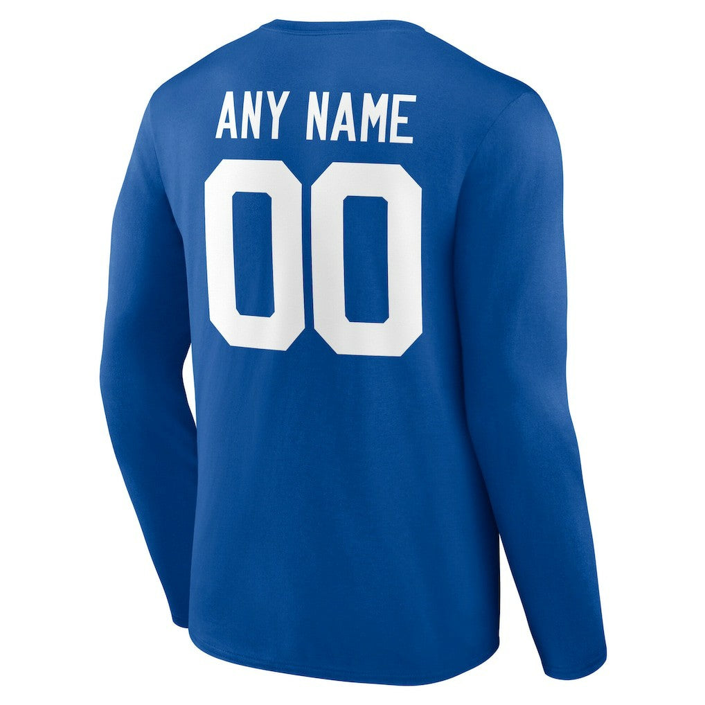 Indianapolis Colts Team Authentic Personalized Name & Number Long Sleeve T-Shirt - Royal for sale