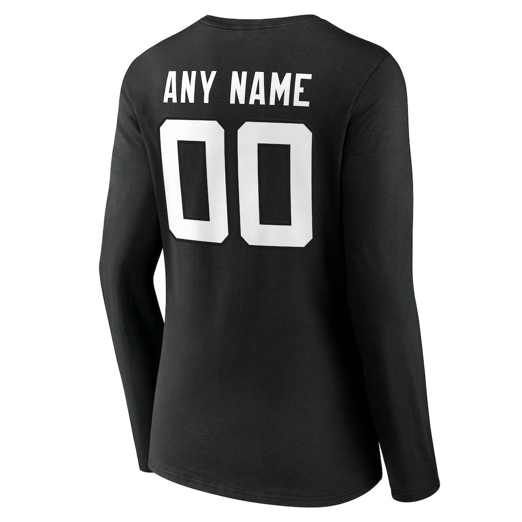 Jacksonville Jaguars Women's Team Authentic Personalized Name & Number Long Sleeve V-Neck T-Shirt - Black discount