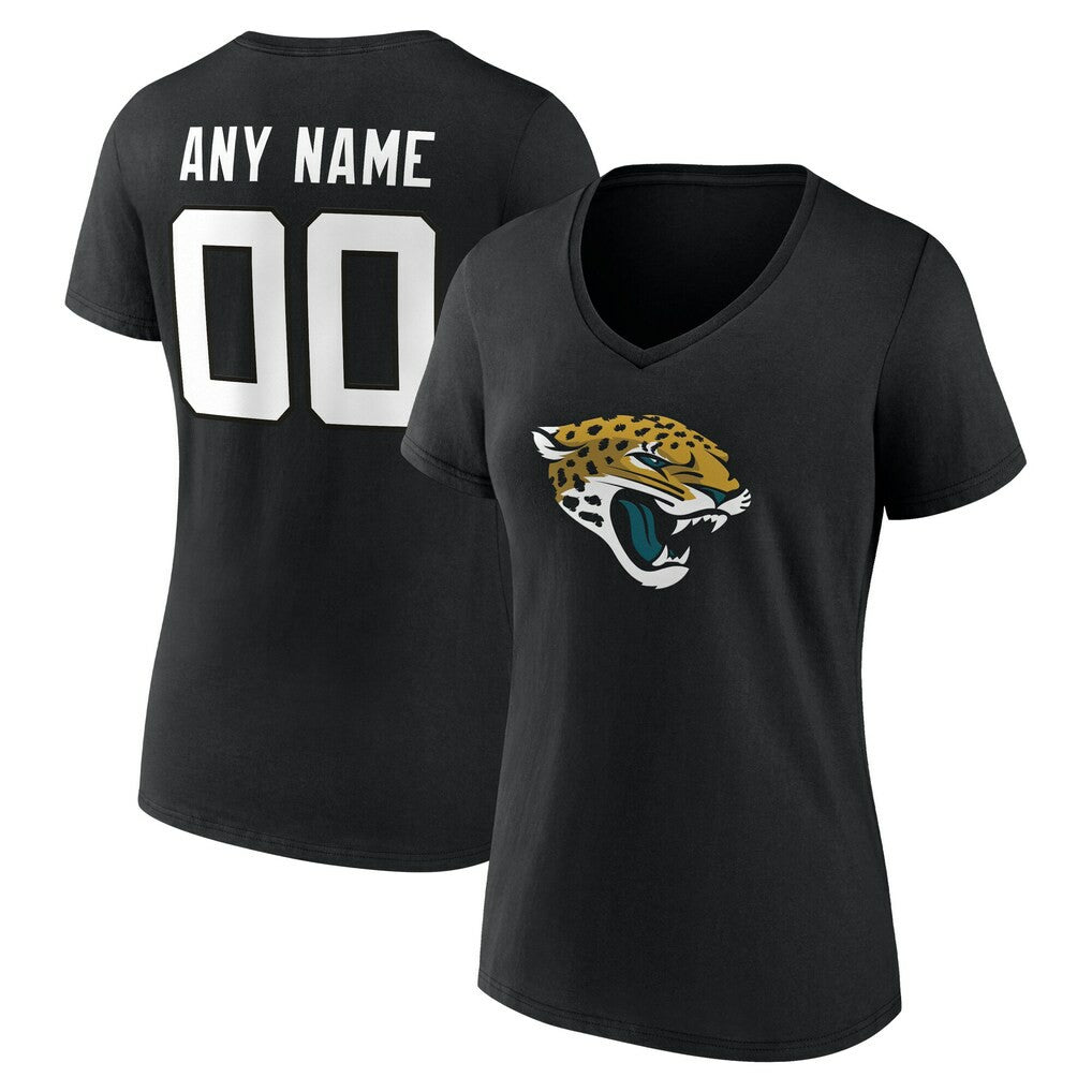 Jacksonville Jaguars Women's Team Authentic Personalized Name & Number V-Neck T-Shirt - Black cheap