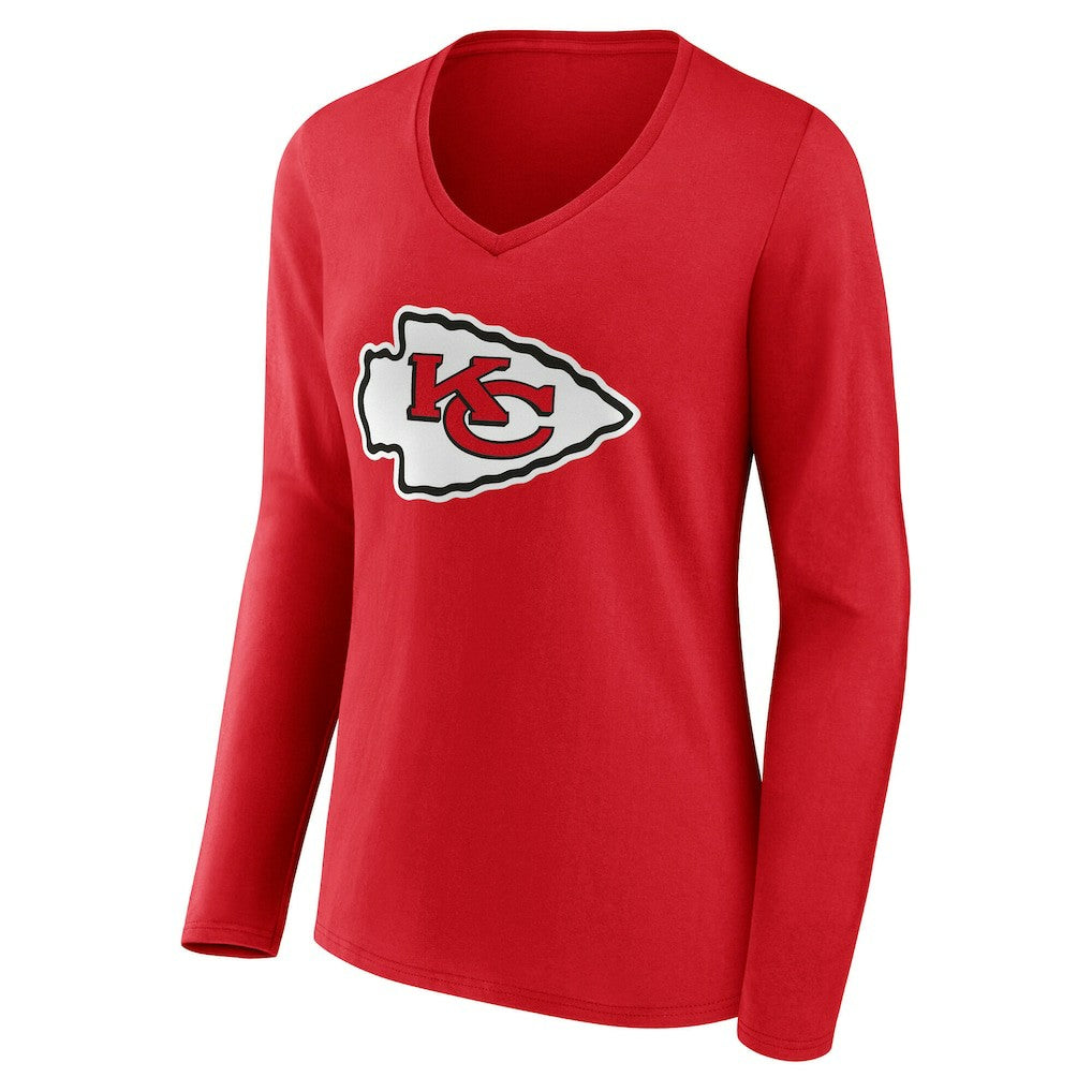 Kansas City Chiefs Women's Team Authentic Personalized Name & Number Long Sleeve V-Neck T-Shirt - Red online