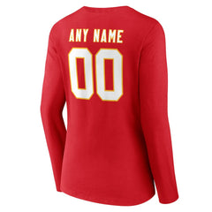 Kansas City Chiefs Women's Team Authentic Personalized Name & Number Long Sleeve V-Neck T-Shirt - Red online