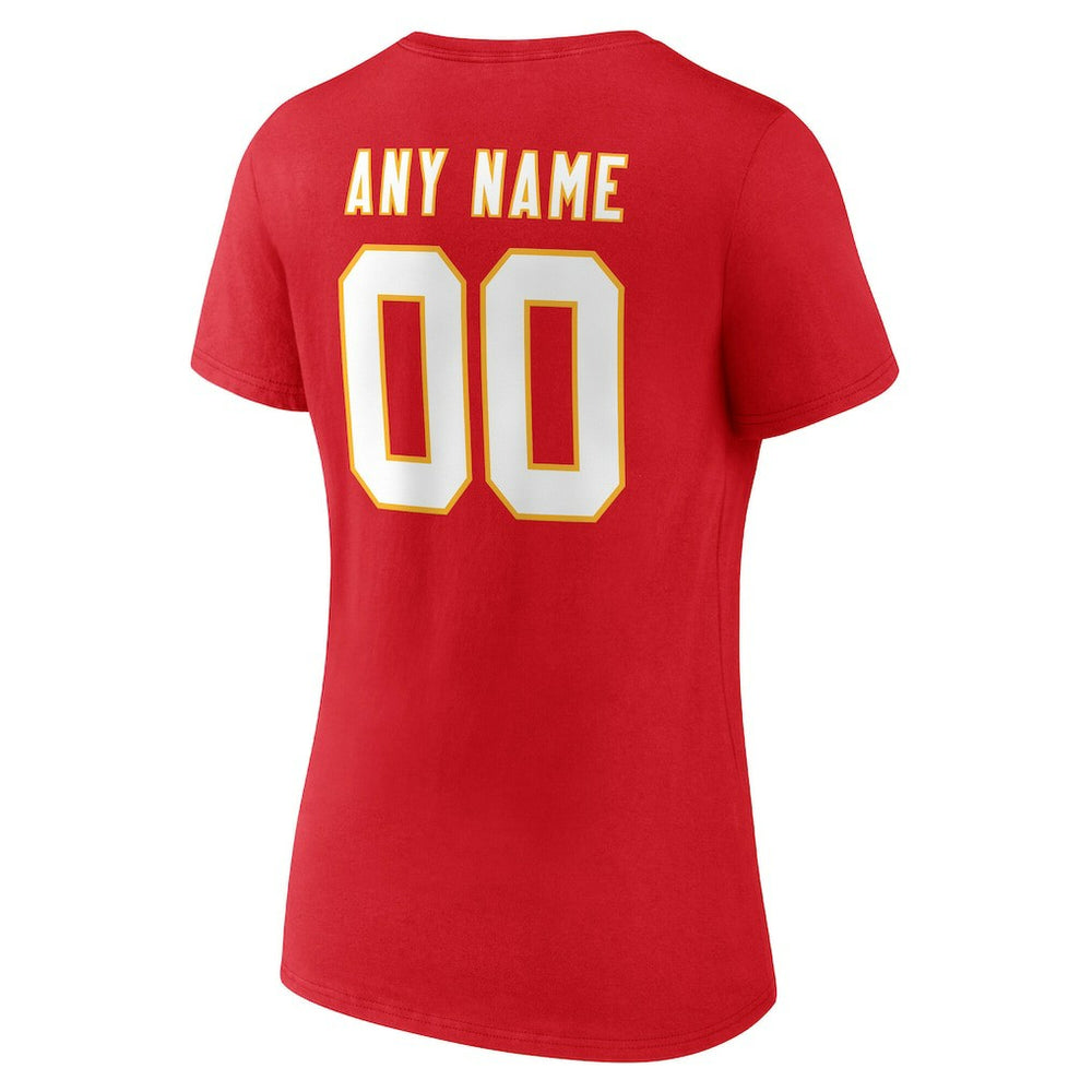 Kansas City Chiefs Women's Team Authentic Personalized Name & Number V-Neck T-Shirt - Red sale