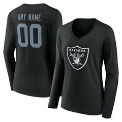 Las Vegas Raiders Women's Team Authentic Personalized Name & Number Long Sleeve V-Neck T-Shirt - Black cheap