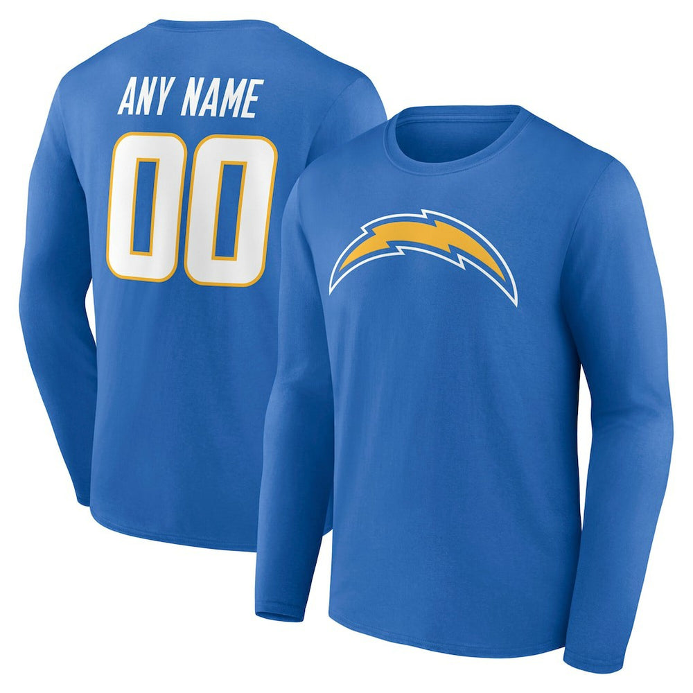 Los Angeles Chargers Team Authentic Personalized Name & Number Long Sleeve T-Shirt - Powder Blue on sale