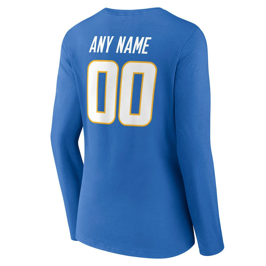 Los Angeles Chargers Women's Team Authentic Personalized Name & Number Long Sleeve V-Neck T-Shirt - Powder Blue outlet