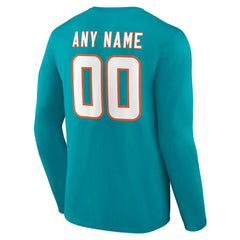 Miami Dolphins Team Authentic Personalized Name & Number Long Sleeve T-Shirt - Aqua online
