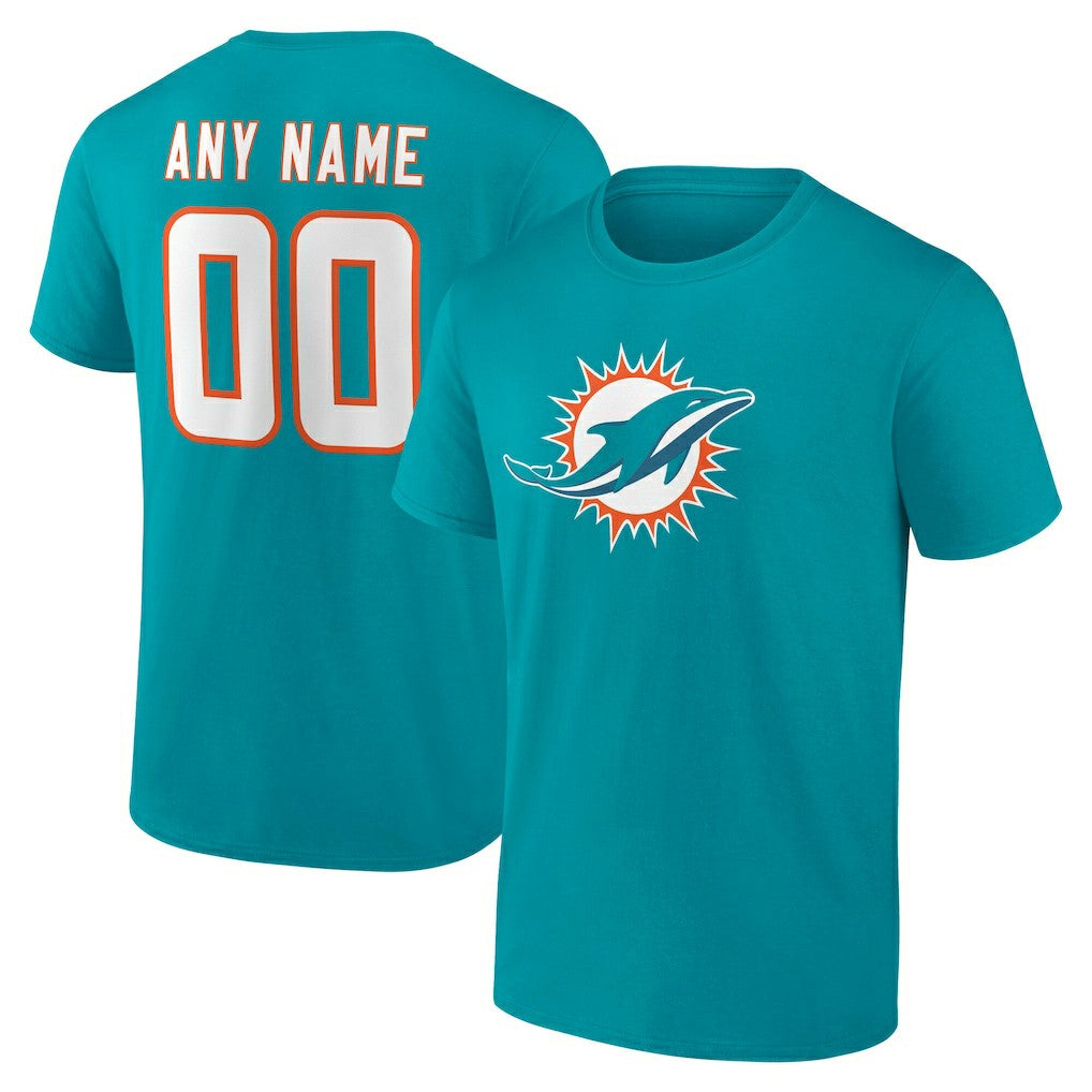 Miami Dolphins Team Authentic Personalized Name & Number T-Shirt - Aqua outlet
