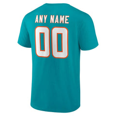 Miami Dolphins Team Authentic Personalized Name & Number T-Shirt - Aqua outlet