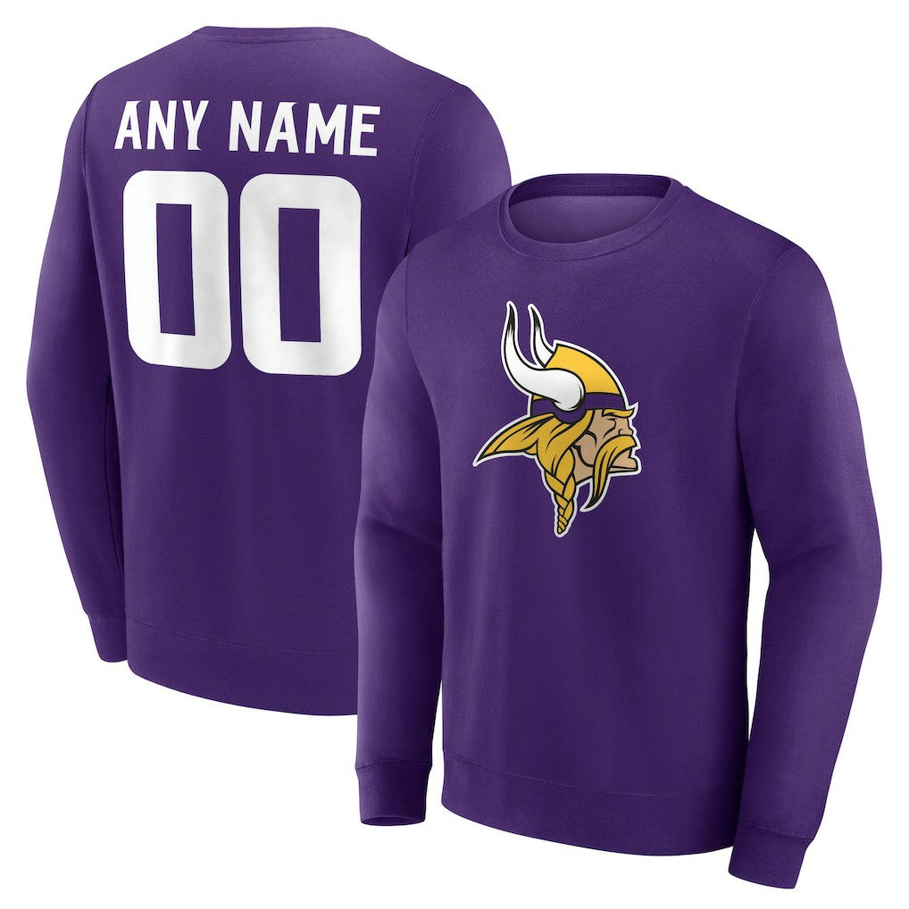 Minnesota Vikings Team Authentic Personalized Name & Number Sweatshirt - Purple cheap