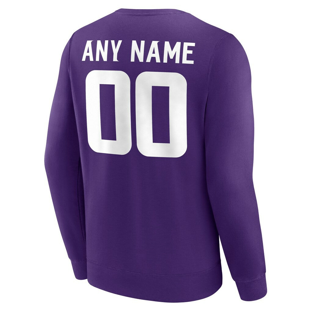 Minnesota Vikings Team Authentic Personalized Name & Number Sweatshirt - Purple cheap