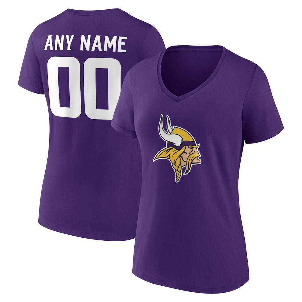 Minnesota Vikings Women's Team Authentic Personalized Name & Number V-Neck T-Shirt - Purple online