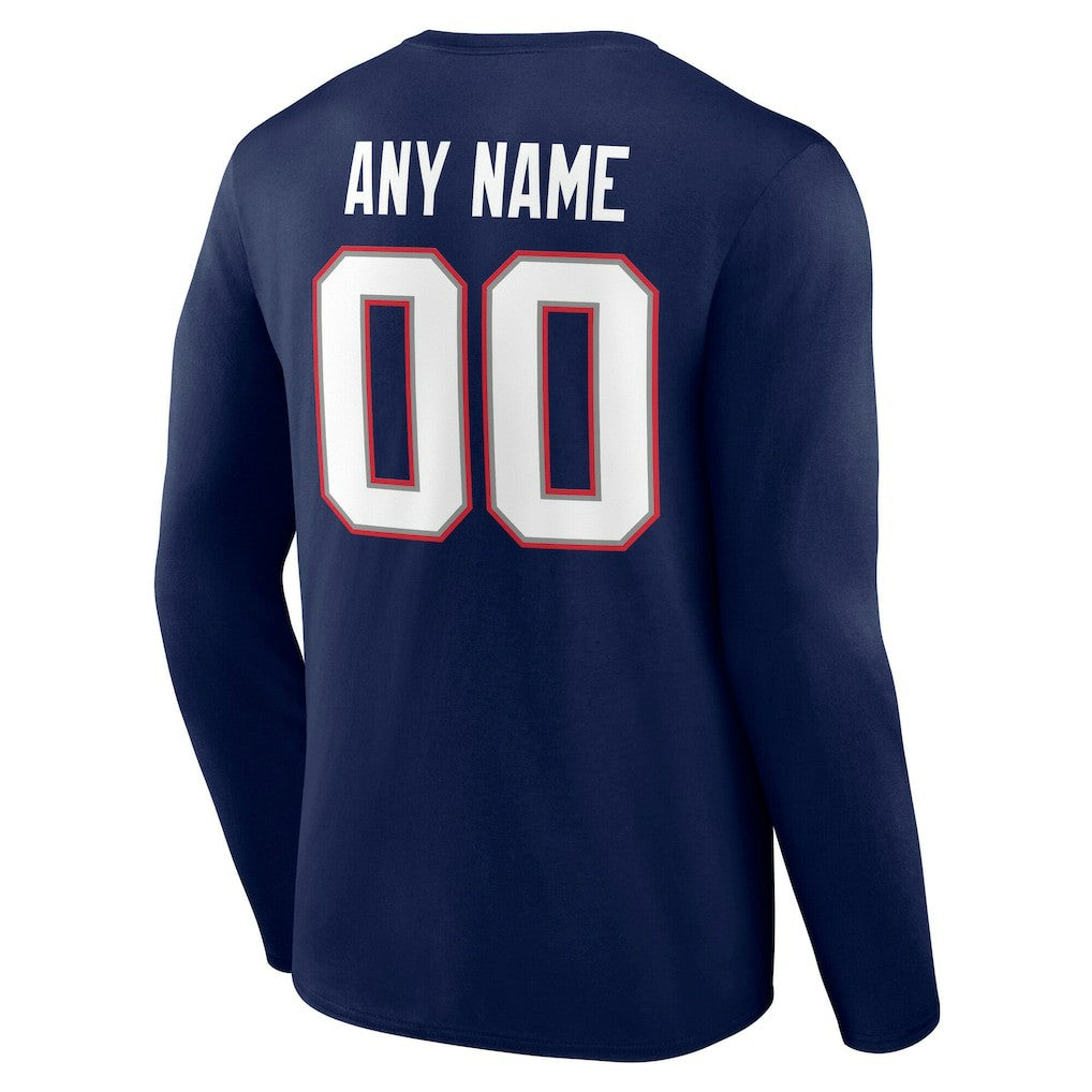 New England Patriots Team Authentic Personalized Name & Number Long Sleeve T-Shirt - Navy online