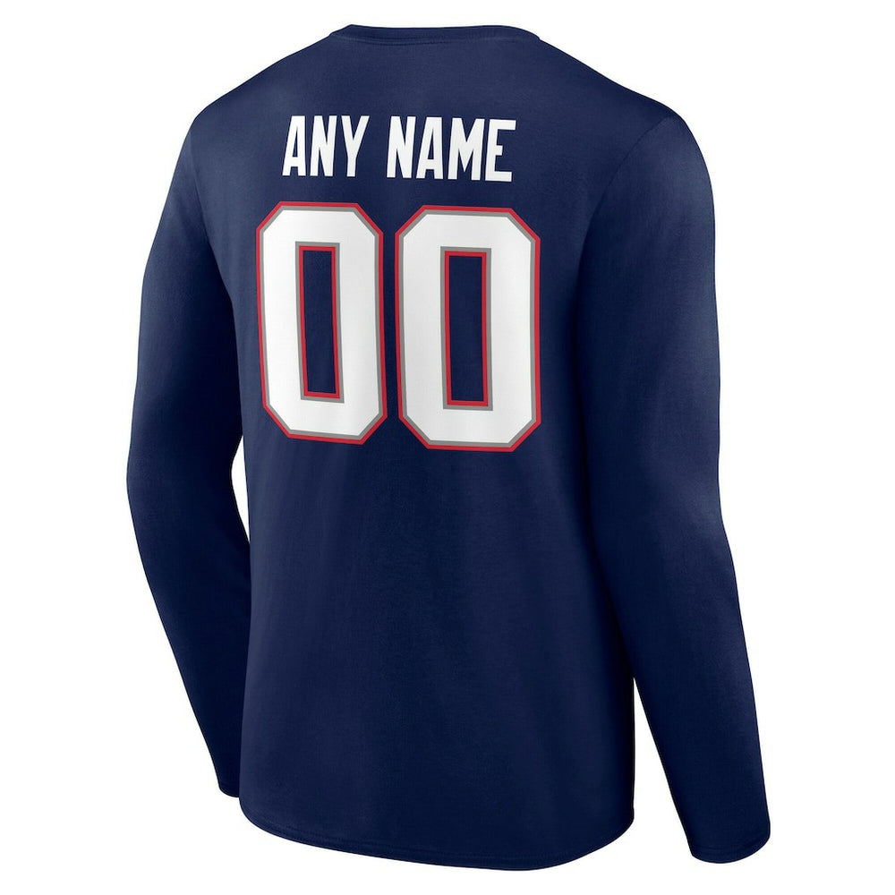 New England Patriots Team Authentic Personalized Name & Number Long Sleeve T-Shirt - Navy online