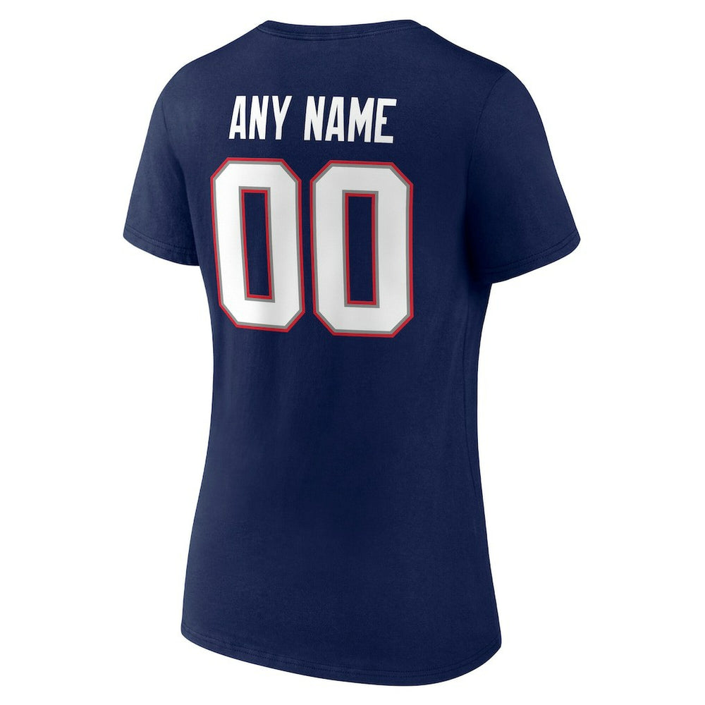 New England Patriots Women's Team Authentic Personalized Name & Number V-Neck T-Shirt - Navy online