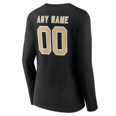 New Orleans Saints Women's Team Authentic Personalized Name & Number Long Sleeve V-Neck T-Shirt - Black on sale