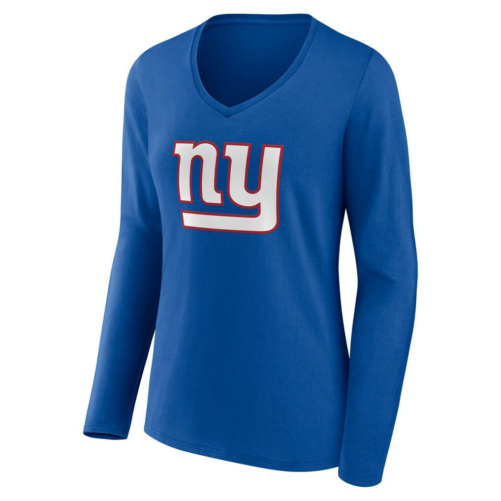 New York Giants Women's Team Authentic Personalized Name & Number Long Sleeve V-Neck T-Shirt - Royal discount