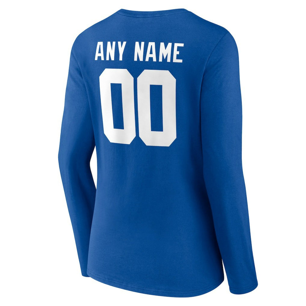 New York Giants Women's Team Authentic Personalized Name & Number Long Sleeve V-Neck T-Shirt - Royal discount
