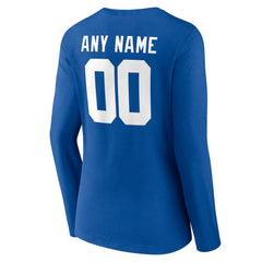 New York Giants Women's Team Authentic Personalized Name & Number Long Sleeve V-Neck T-Shirt - Royal discount