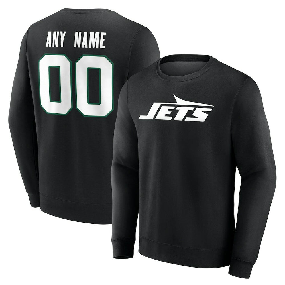 New York Jets Team Authentic Personalized Name & Number Sweatshirt - Black discount