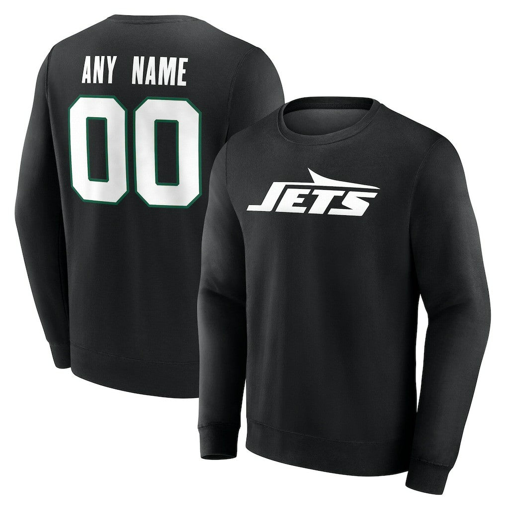 New York Jets Team Authentic Personalized Name & Number Sweatshirt - Black discount