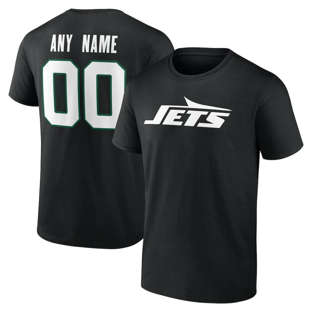 New York Jets Team Authentic Personalized Name & Number T-Shirt - Black for sale