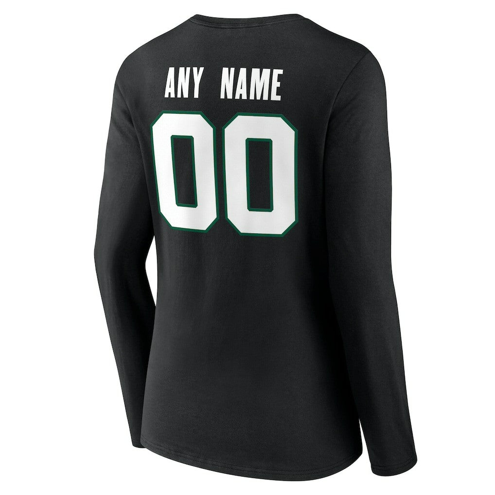 New York Jets Women's Team Authentic Personalized Name & Number Long Sleeve V-Neck T-Shirt - Black discount