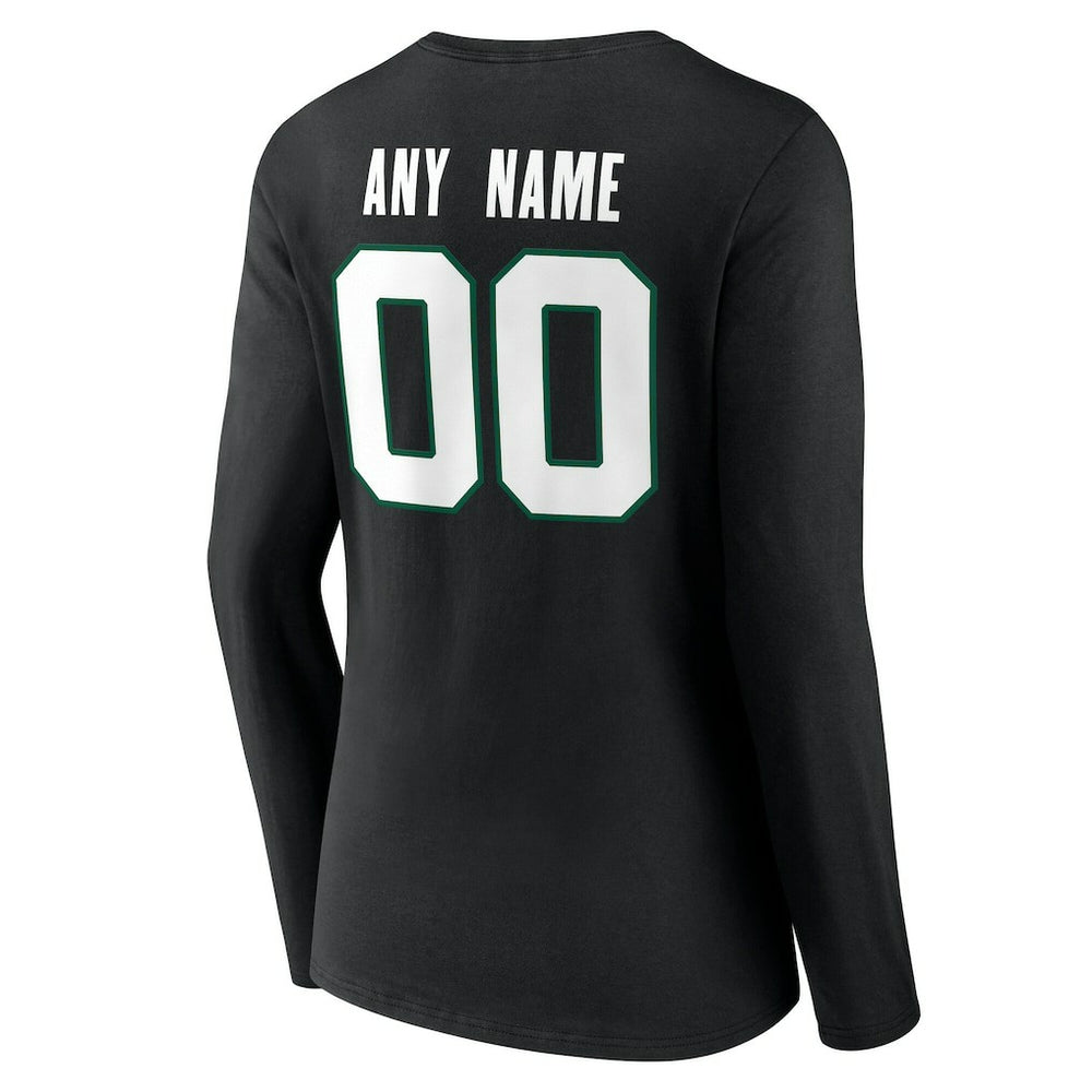 New York Jets Women's Team Authentic Personalized Name & Number Long Sleeve V-Neck T-Shirt - Black discount