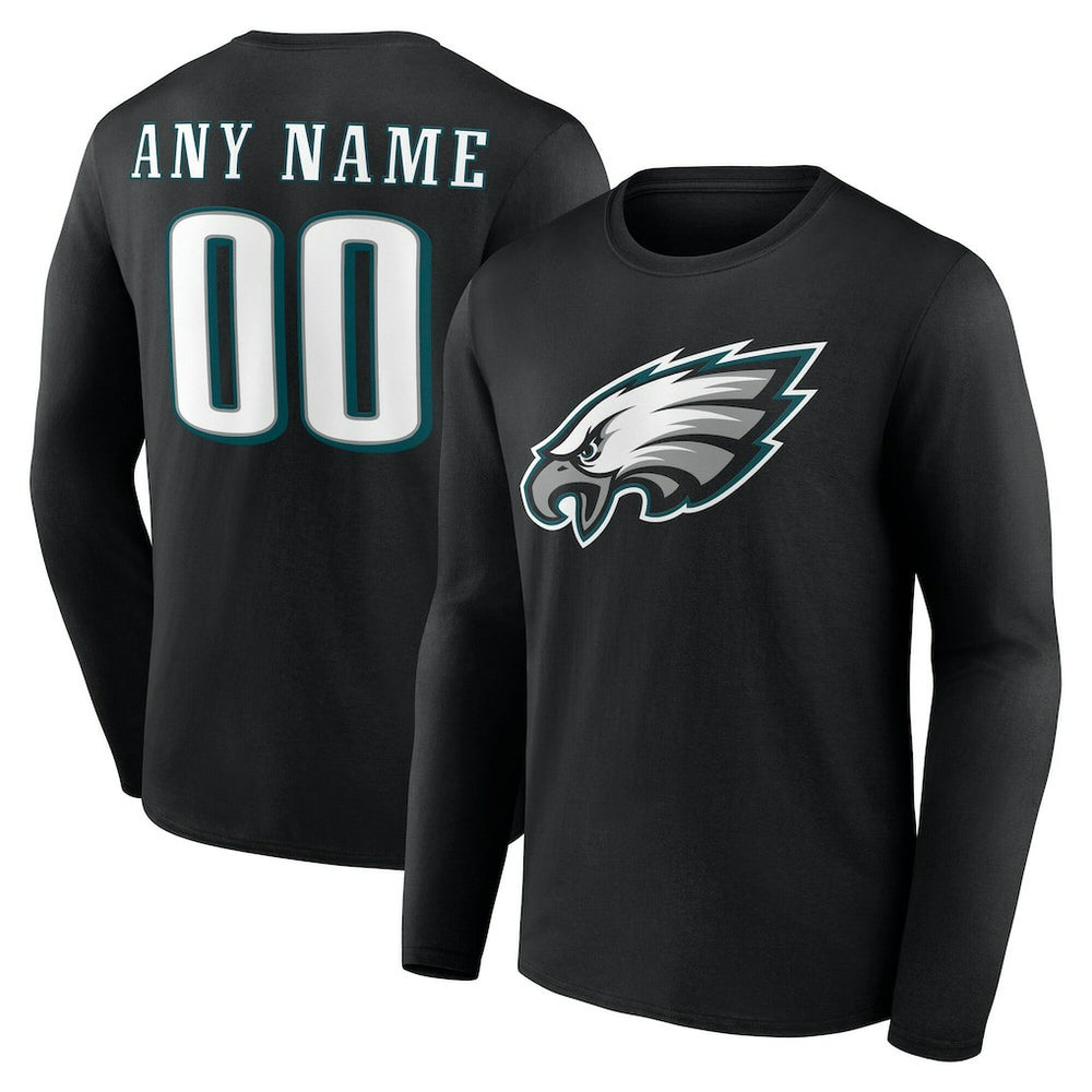 Philadelphia Eagles Team Authentic Personalized Name & Number Long Sleeve T-Shirt - Black cheap