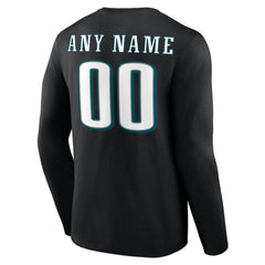 Philadelphia Eagles Team Authentic Personalized Name & Number Long Sleeve T-Shirt - Black cheap