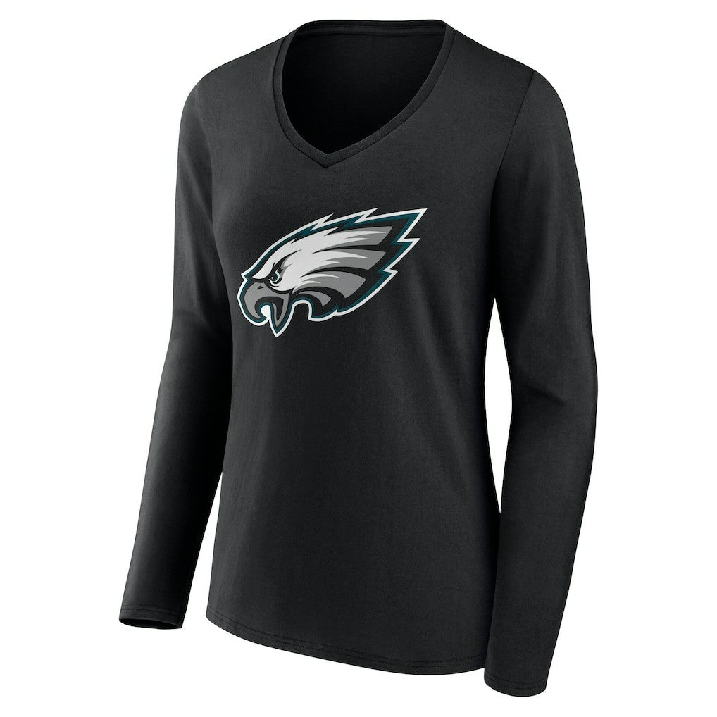 Philadelphia Eagles Women's Team Authentic Personalized Name & Number Long Sleeve V-Neck T-Shirt - Black outlet