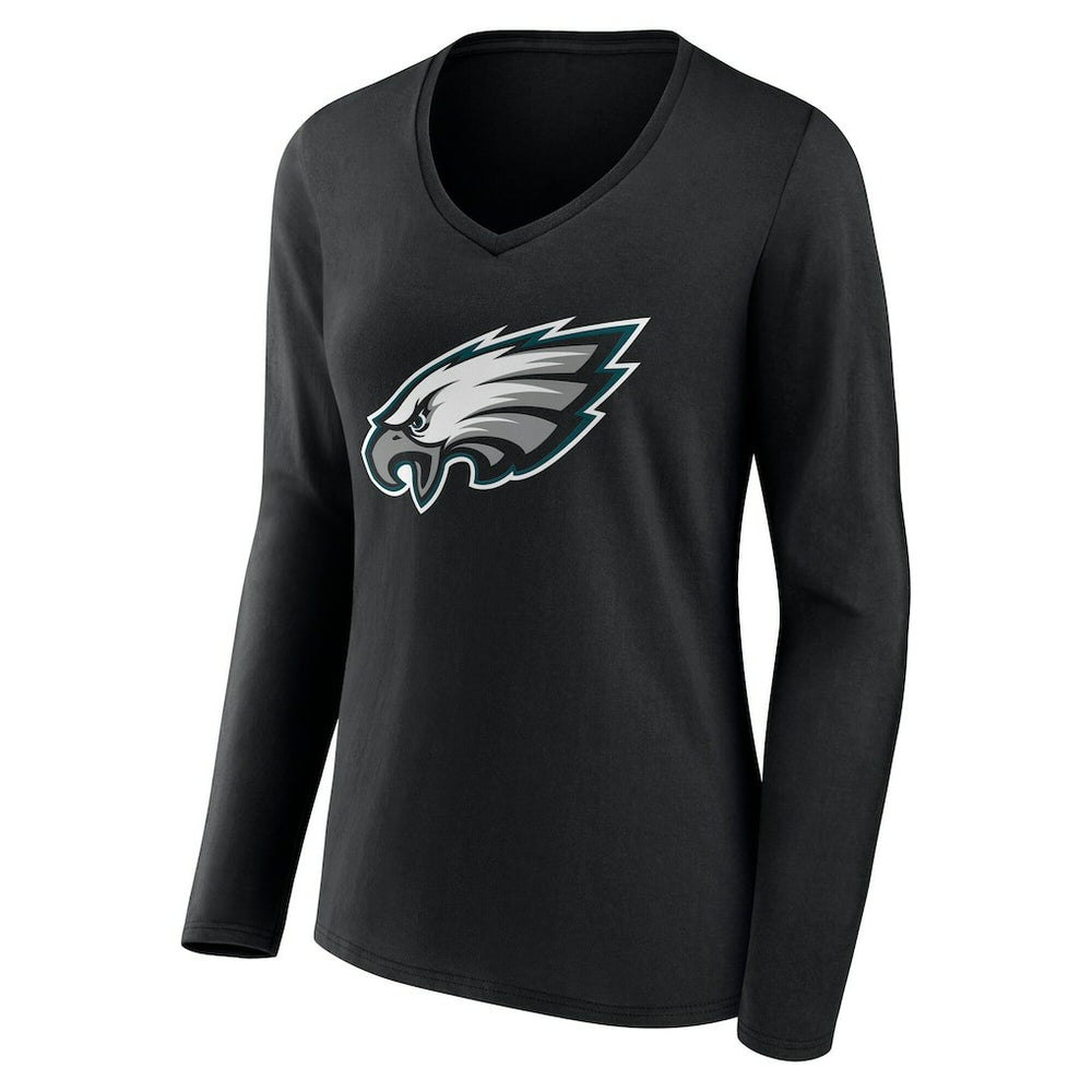 Philadelphia Eagles Women's Team Authentic Personalized Name & Number Long Sleeve V-Neck T-Shirt - Black outlet