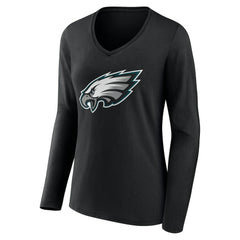 Philadelphia Eagles Women's Team Authentic Personalized Name & Number Long Sleeve V-Neck T-Shirt - Black outlet