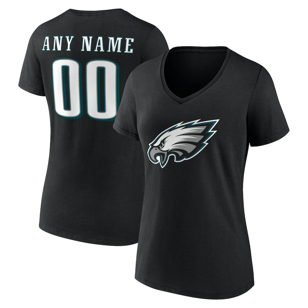 Philadelphia Eagles Women's Team Authentic Personalized Name & Number V-Neck T-Shirt - Black outlet