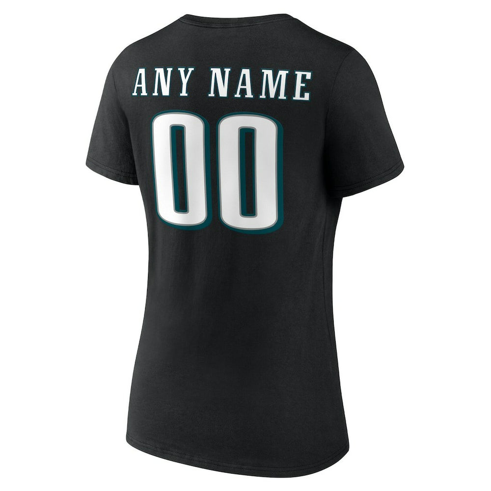 Philadelphia Eagles Women's Team Authentic Personalized Name & Number V-Neck T-Shirt - Black outlet