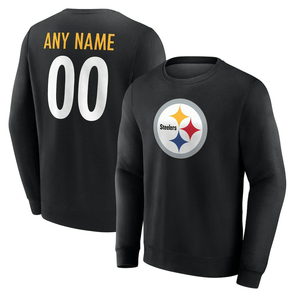 Pittsburgh Steelers Team Authentic Personalized Name & Number Sweatshirt - Black on sale