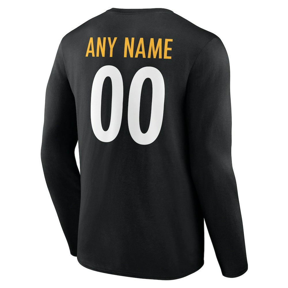 Pittsburgh Steelers Team Authentic Personalized Name & Number Long Sleeve T-Shirt - Black online
