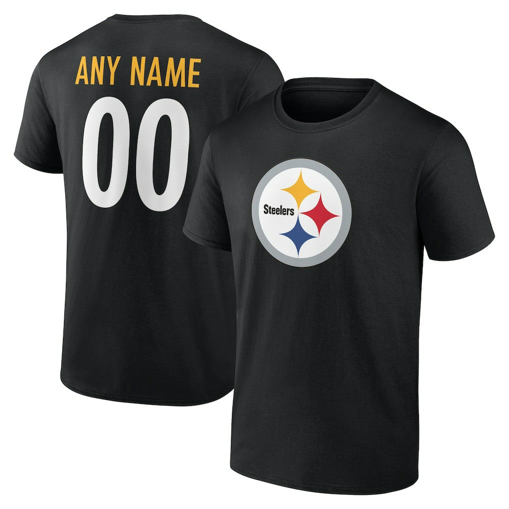 Pittsburgh Steelers Team Authentic Personalized Name & Number T-Shirt - Black outlet