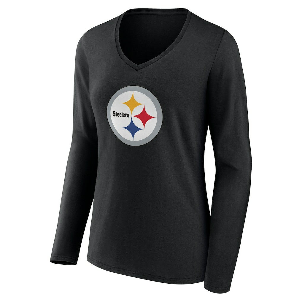 Pittsburgh Steelers Women's Team Authentic Personalized Name & Number Long Sleeve V-Neck T-Shirt - Black online
