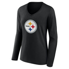 Pittsburgh Steelers Women's Team Authentic Personalized Name & Number Long Sleeve V-Neck T-Shirt - Black online