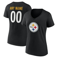 Pittsburgh Steelers Women's Team Authentic Personalized Name & Number V-Neck T-Shirt - Black outlet
