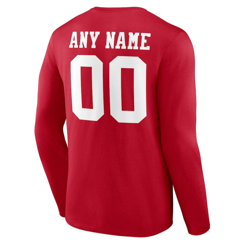 San Francisco 49ers Team Authentic Personalized Name & Number Long Sleeve T-Shirt - Scarlet discount