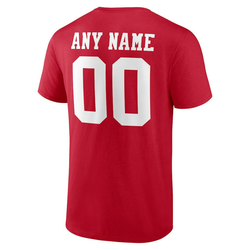 San Francisco 49ers Team Authentic Personalized Name & Number T-Shirt - Scarlet online
